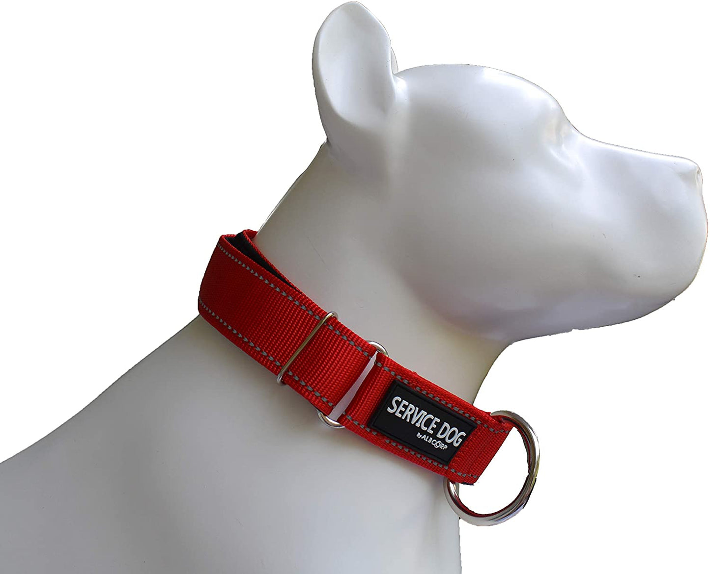 Albcorp Reflective Service Dog Collar - Service Dog Rubber Patch - Sizes XS- XL, for Service Animal Leashes or ID Tags-Service Dog Collar-AlbCorpShop