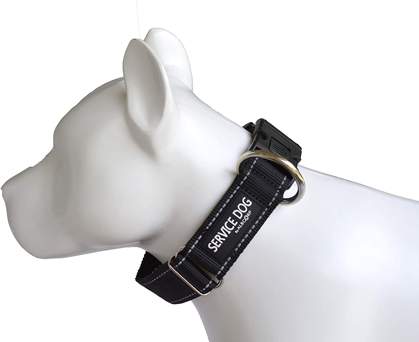 Albcorp Reflective Service Dog Collar - Service Dog Rubber Patch - Sizes XS- XL, for Service Animal Leashes or ID Tags-Service Dog Collar-AlbCorpShop