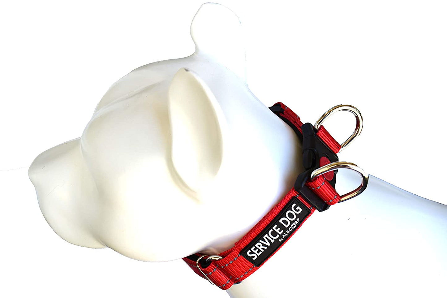 Albcorp Reflective Service Dog Collar - Service Dog Rubber Patch - Sizes XS- XL, for Service Animal Leashes or ID Tags-Service Dog Collar-AlbCorpShop