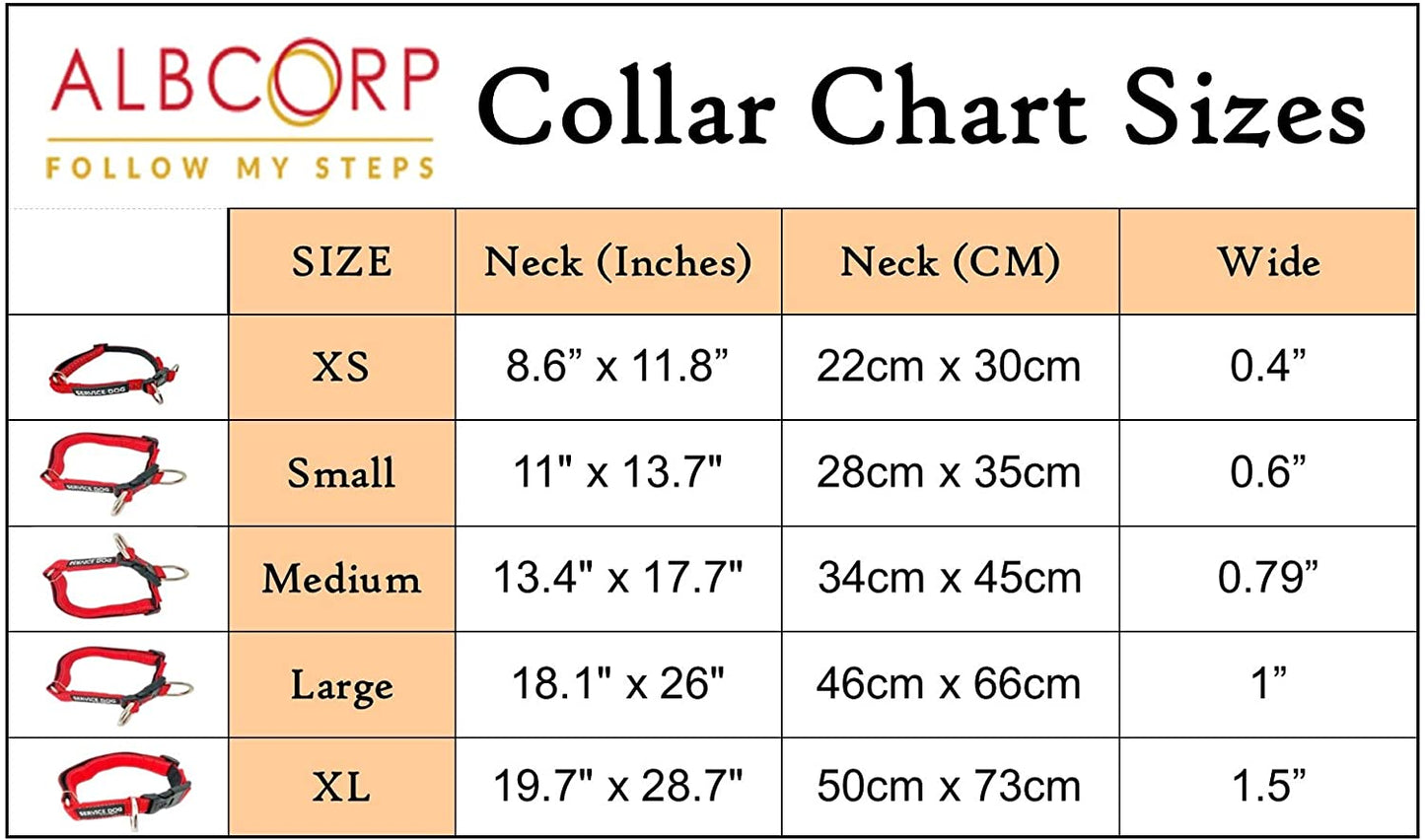 Albcorp Reflective Service Dog Collar - Service Dog Rubber Patch - Sizes XS- XL, for Service Animal Leashes or ID Tags-Service Dog Collar-AlbCorpShop