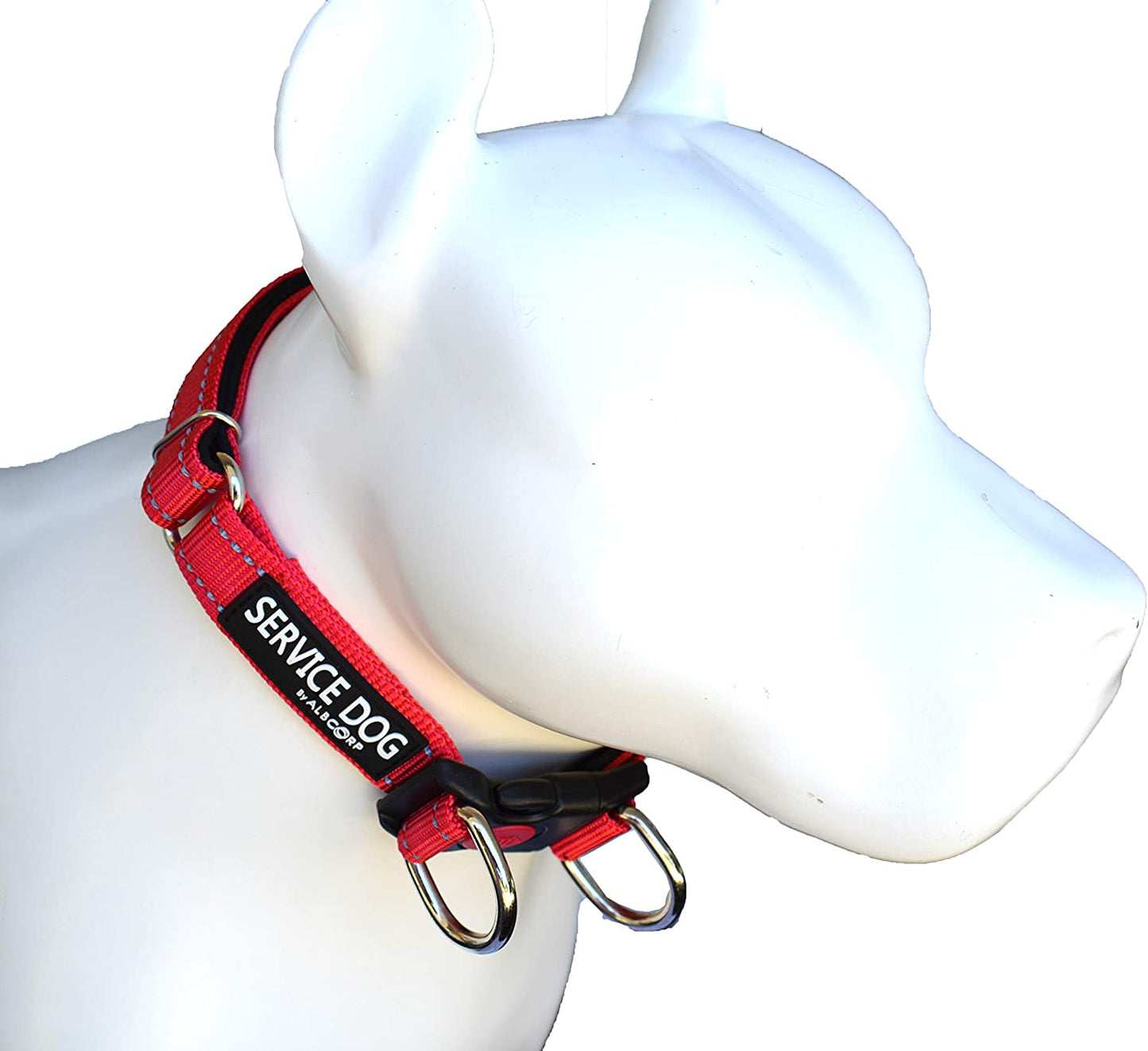 Albcorp Reflective Service Dog Collar - Service Dog Rubber Patch - Sizes XS- XL, for Service Animal Leashes or ID Tags-Service Dog Collar-AlbCorpShop