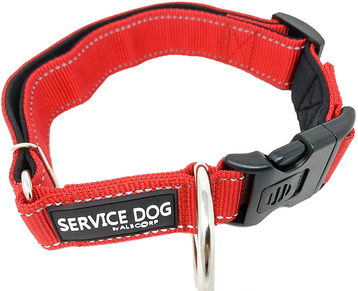 Albcorp Reflective Service Dog Collar - Service Dog Rubber Patch - Sizes XS- XL, for Service Animal Leashes or ID Tags-Service Dog Collar-AlbCorpShop