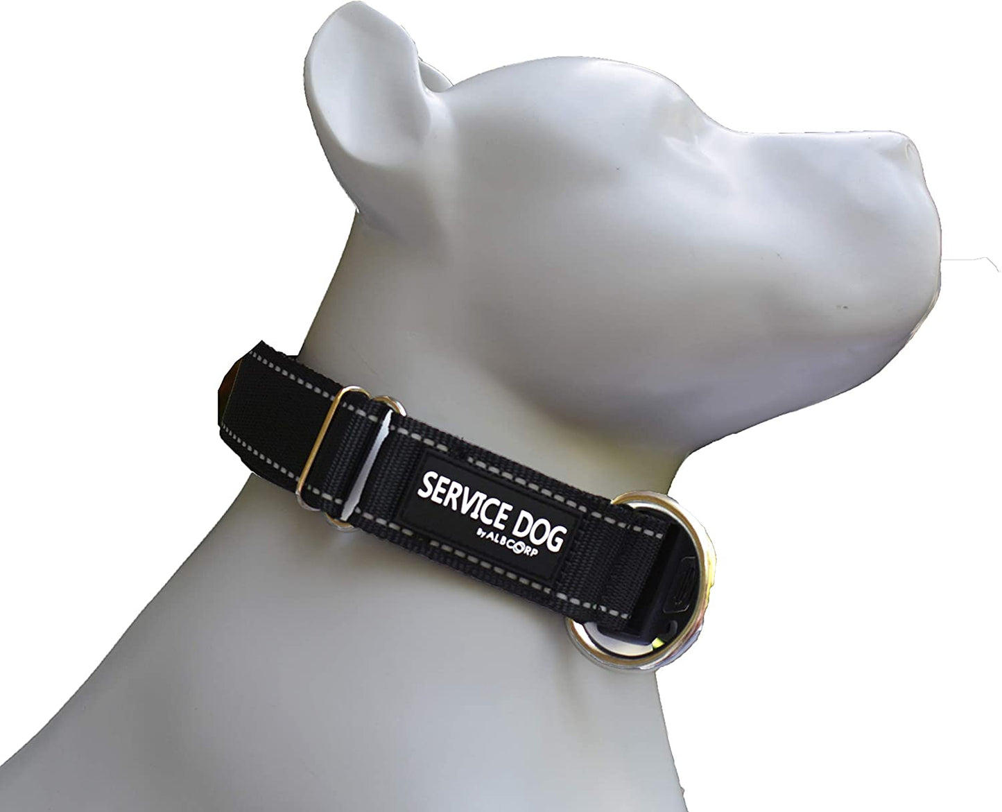 Albcorp Reflective Service Dog Collar - Service Dog Rubber Patch - Sizes XS- XL, for Service Animal Leashes or ID Tags-Service Dog Collar-AlbCorpShop