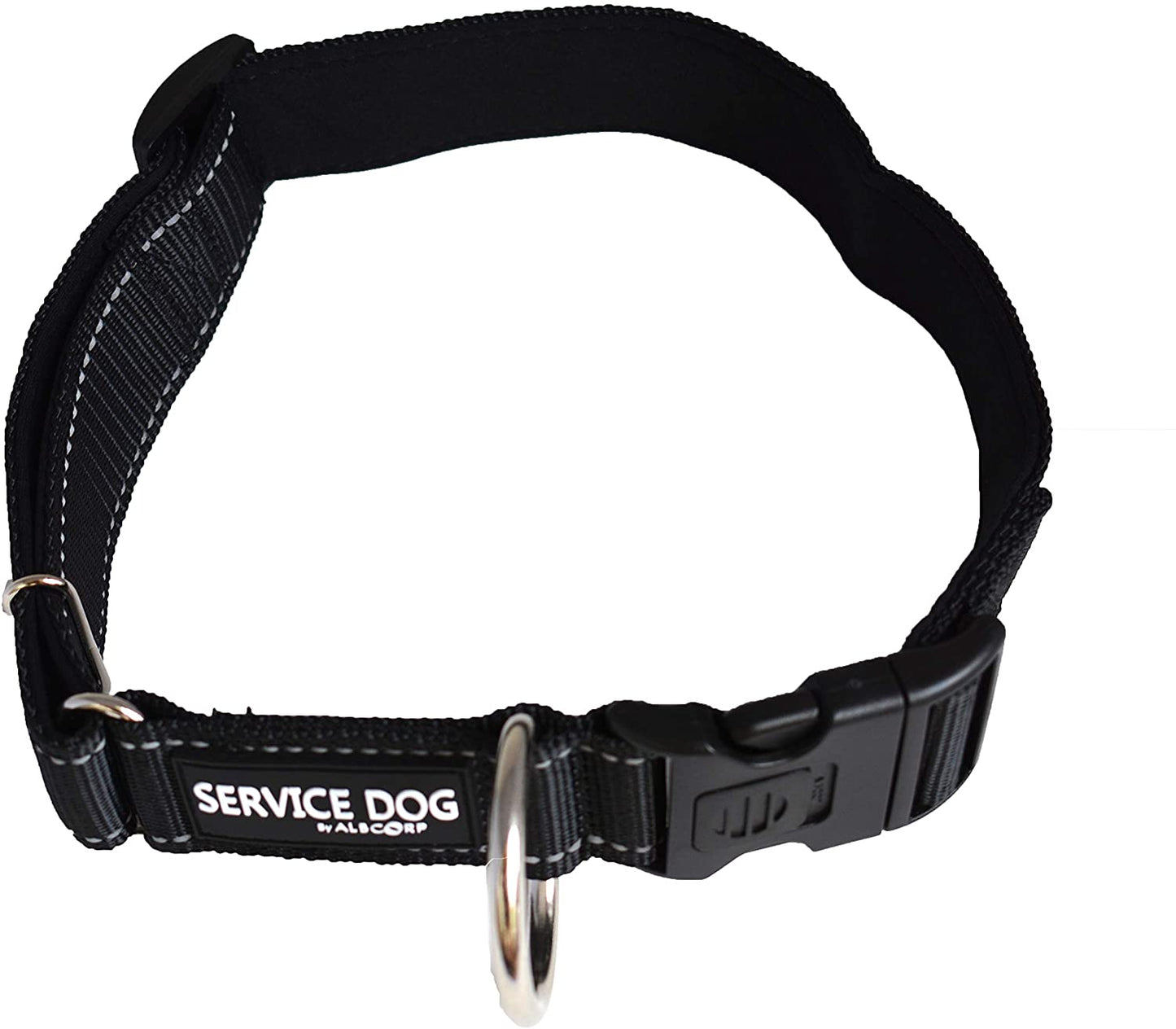 Albcorp Reflective Service Dog Collar - Service Dog Rubber Patch - Sizes XS- XL, for Service Animal Leashes or ID Tags-Service Dog Collar-AlbCorpShop