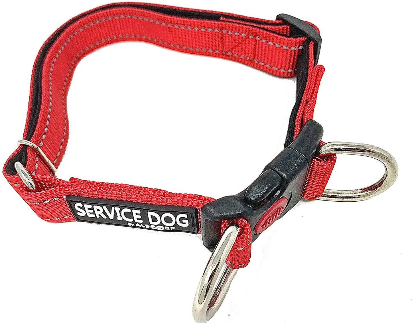 Albcorp Reflective Service Dog Collar - Service Dog Rubber Patch - Sizes XS- XL, for Service Animal Leashes or ID Tags-Service Dog Collar-AlbCorpShop