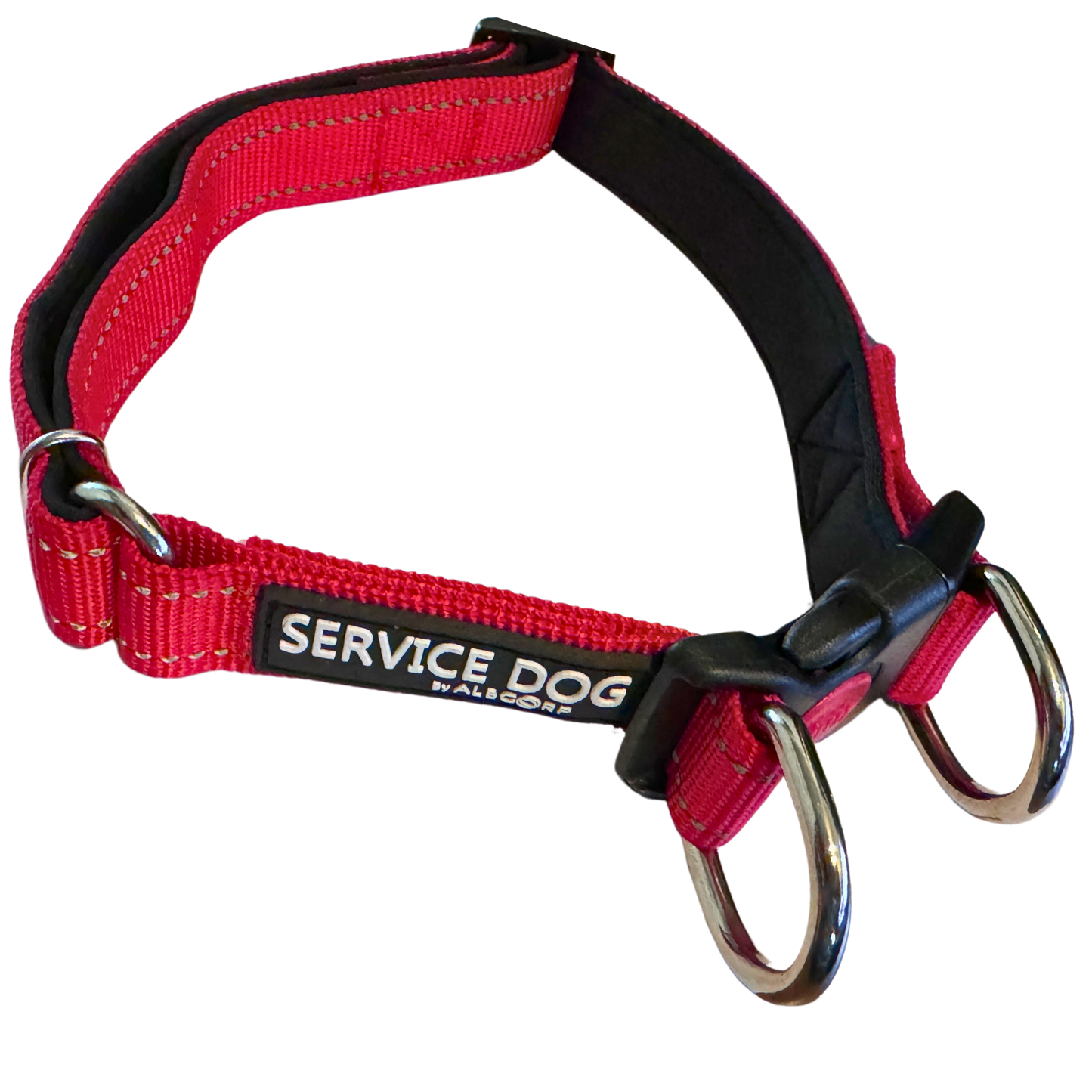 Albcorp Reflective Service Dog Collar - Service Dog Rubber Patch - Sizes XS- XL, for Service Animal Leashes or ID Tags-Service Dog Collar-AlbCorpShop