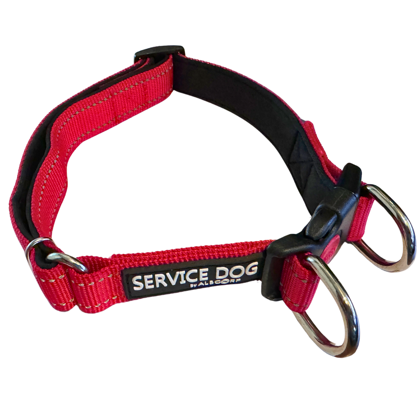 Albcorp Reflective Service Dog Collar - Service Dog Rubber Patch - Sizes XS- XL, for Service Animal Leashes or ID Tags-Service Dog Collar-AlbCorpShop