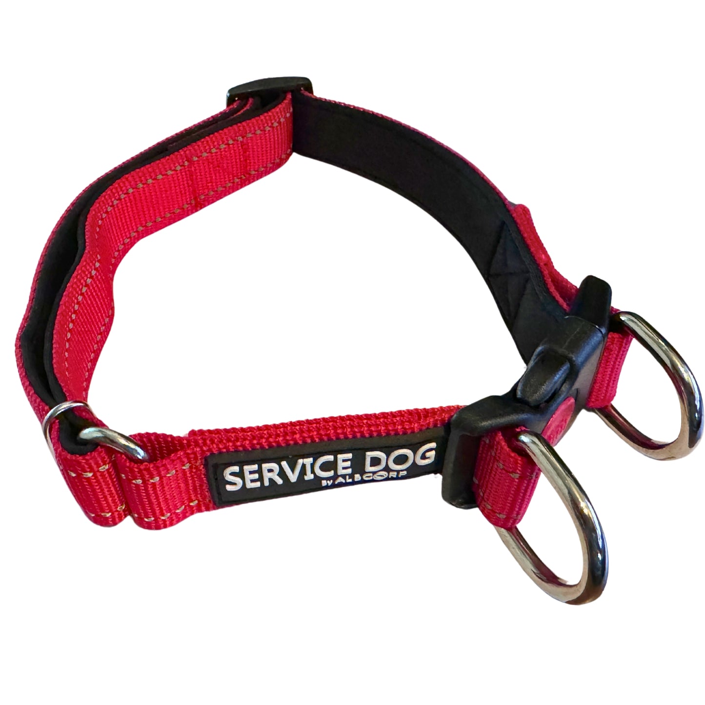 Albcorp Reflective Service Dog Collar - Service Dog Rubber Patch - Sizes XS- XL, for Service Animal Leashes or ID Tags-Service Dog Collar-AlbCorpShop