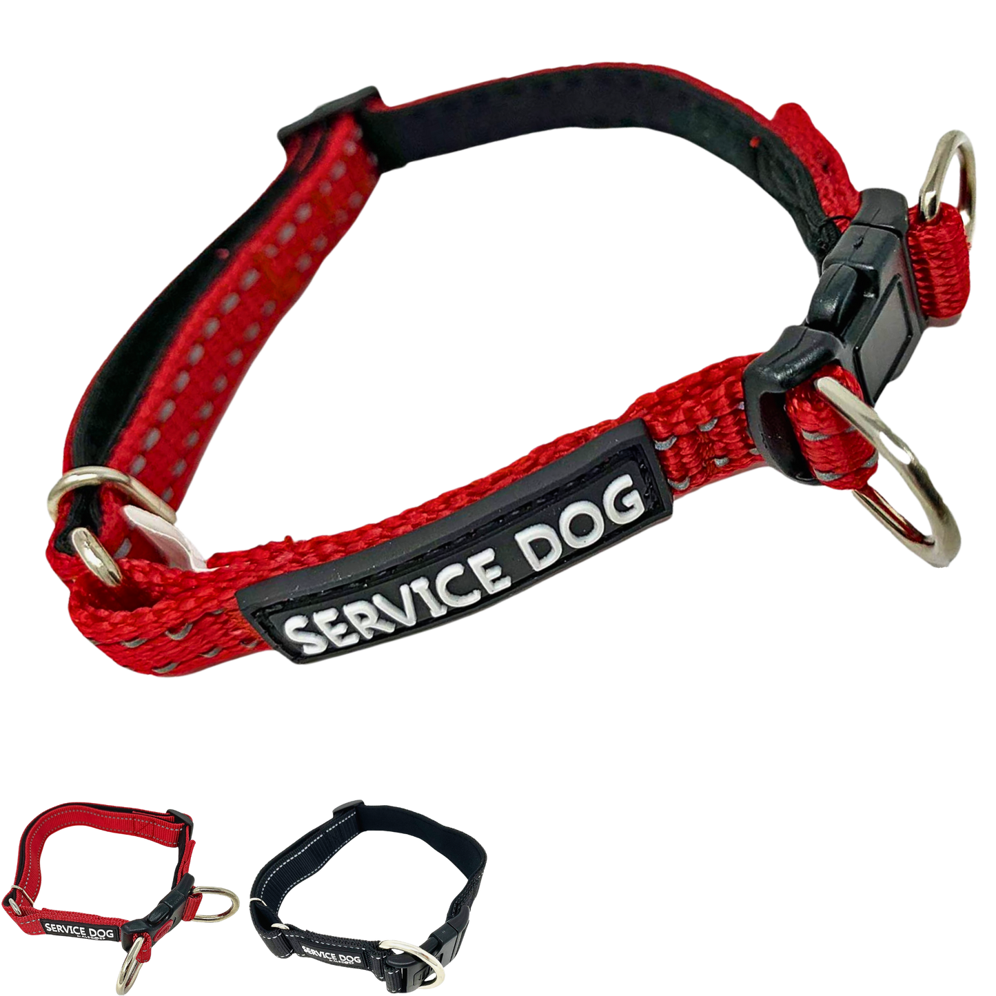 Albcorp Reflective Service Dog Collar - Service Dog Rubber Patch - Sizes XS- XL, for Service Animal Leashes or ID Tags-Service Dog Collar-AlbCorpShop
