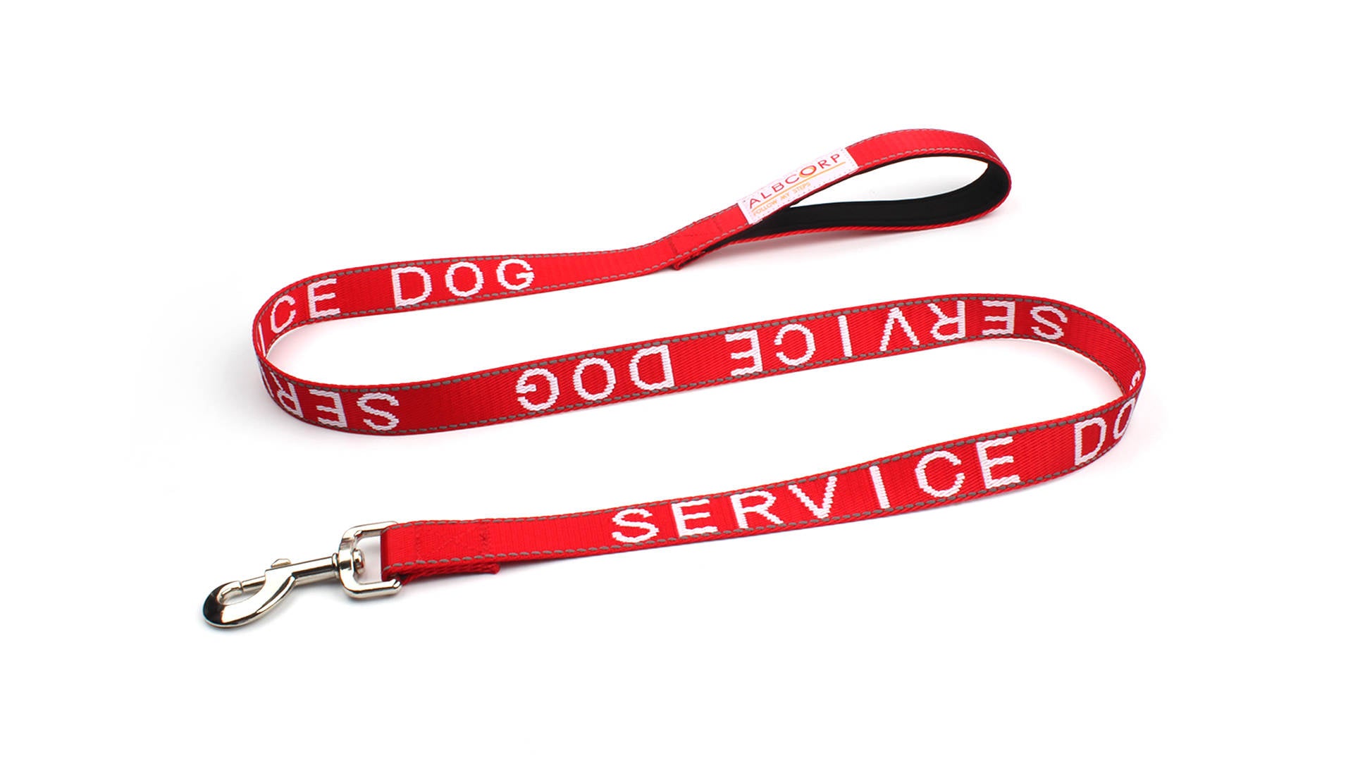 Albcorp Service Dog Leash - Embroidered- Emotional Support Dog Leash with Padded Neoprene Handle and Reflective Threads, 4 Feet, for Harnesses, Vests or Collars-Service Dog Leash-AlbCorpShop