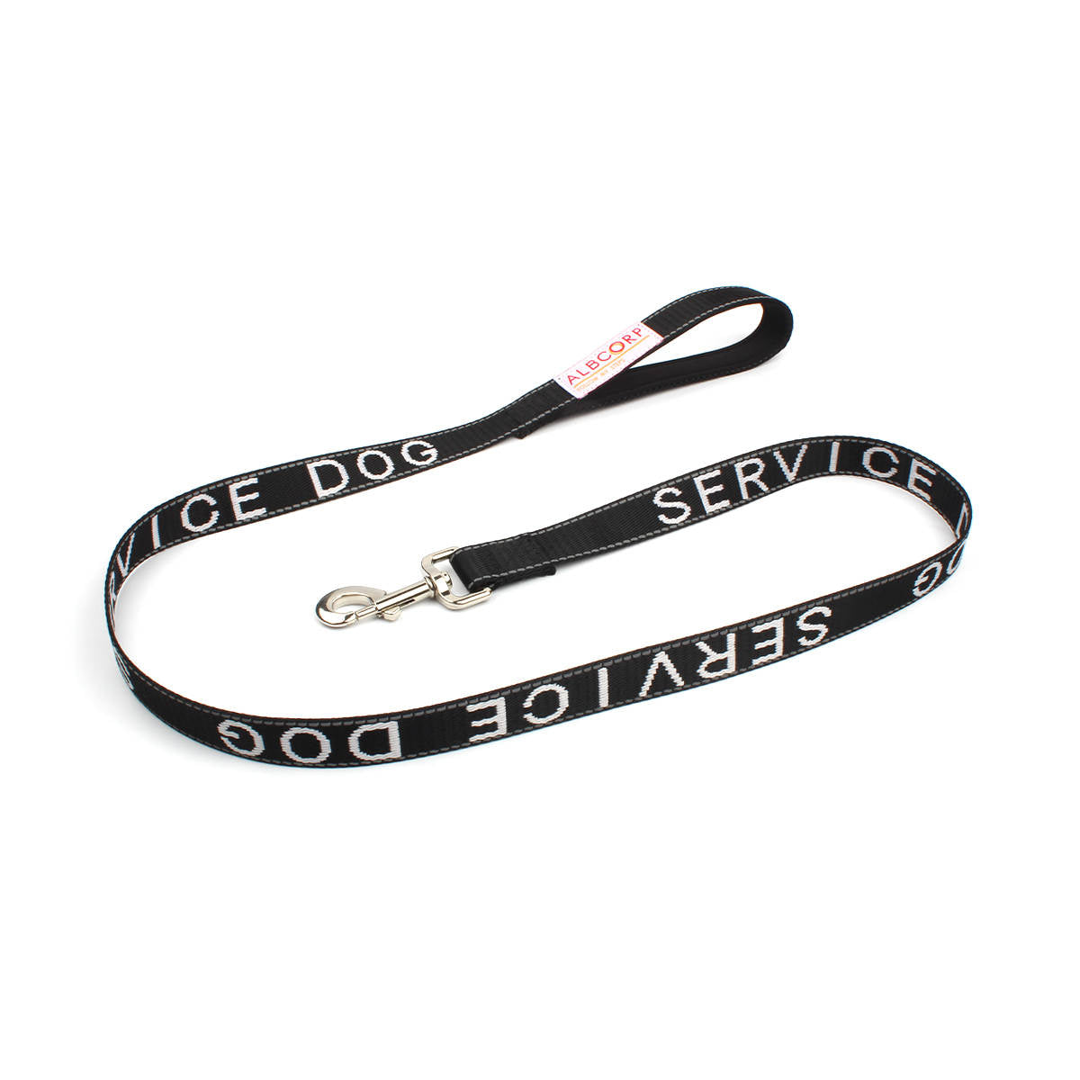 Albcorp Service Dog Leash - Embroidered- Emotional Support Dog Leash with Padded Neoprene Handle and Reflective Threads, 4 Feet, for Harnesses, Vests or Collars-Service Dog Leash-AlbCorpShop