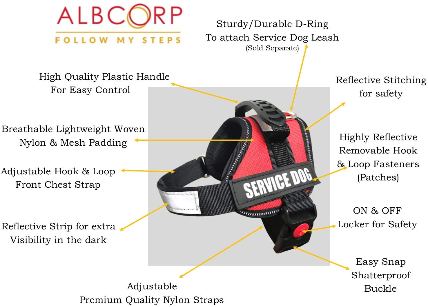 ALBCORP Reflective Service Dog Vest Harness -XXS to XL, Red Camo-Dog Vest Harness-AlbCorpShop