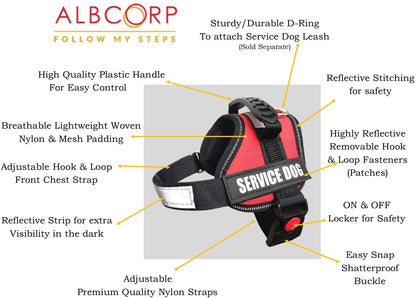 ALBCORP Reflective Service Dog Vest Harness -XXS to XL, Red Camo-Dog Vest Harness-AlbCorpShop