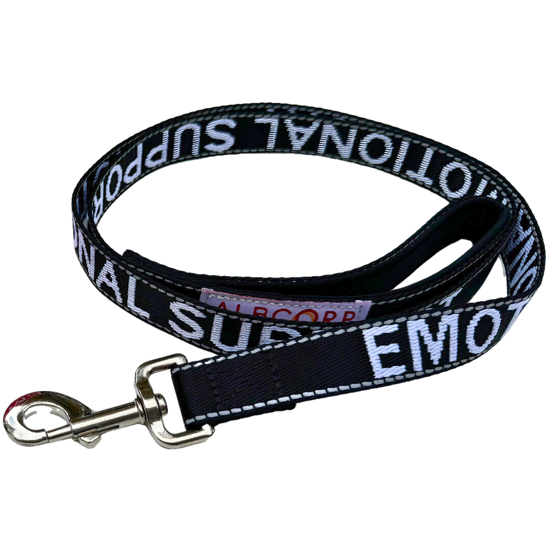 Albcorp Service Dog Leash - Embroidered- Emotional Support Dog Leash with Padded Neoprene Handle and Reflective Threads, 4 Feet, for Harnesses, Vests or Collars-Service Dog Leash-AlbCorpShop