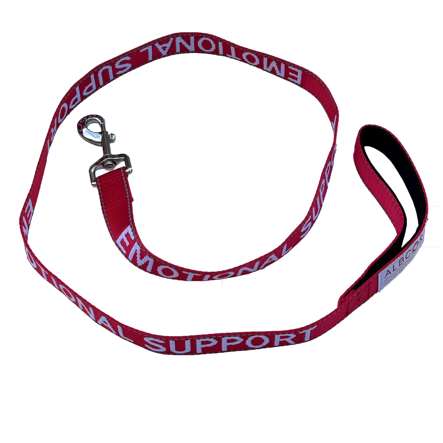 Albcorp Service Dog Leash - Embroidered- Emotional Support Dog Leash with Padded Neoprene Handle and Reflective Threads, 4 Feet, for Harnesses, Vests or Collars-Service Dog Leash-AlbCorpShop