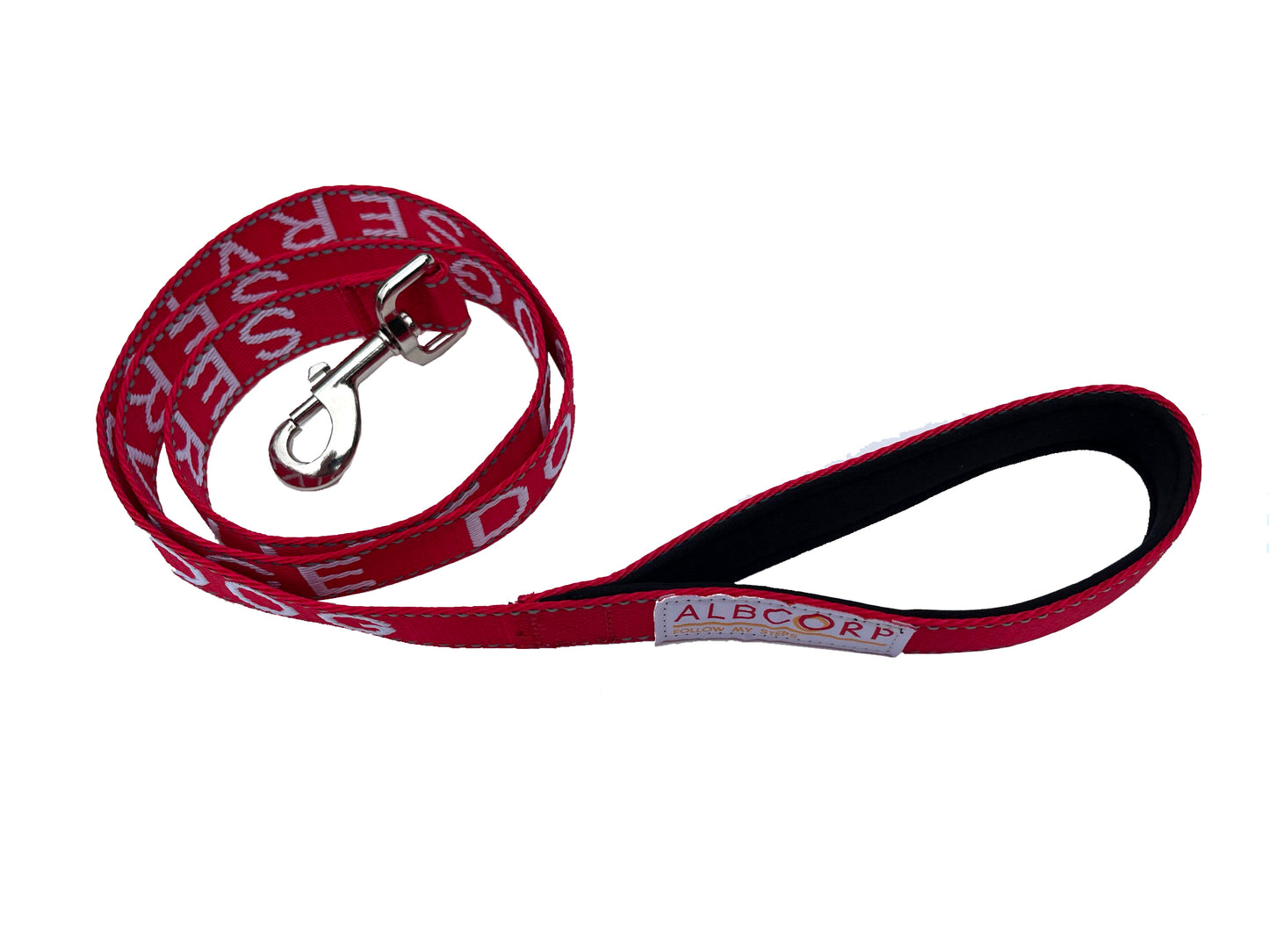 Albcorp Service Dog Leash - Embroidered- Emotional Support Dog Leash with Padded Neoprene Handle and Reflective Threads, 4 Feet, for Harnesses, Vests or Collars-Service Dog Leash-AlbCorpShop