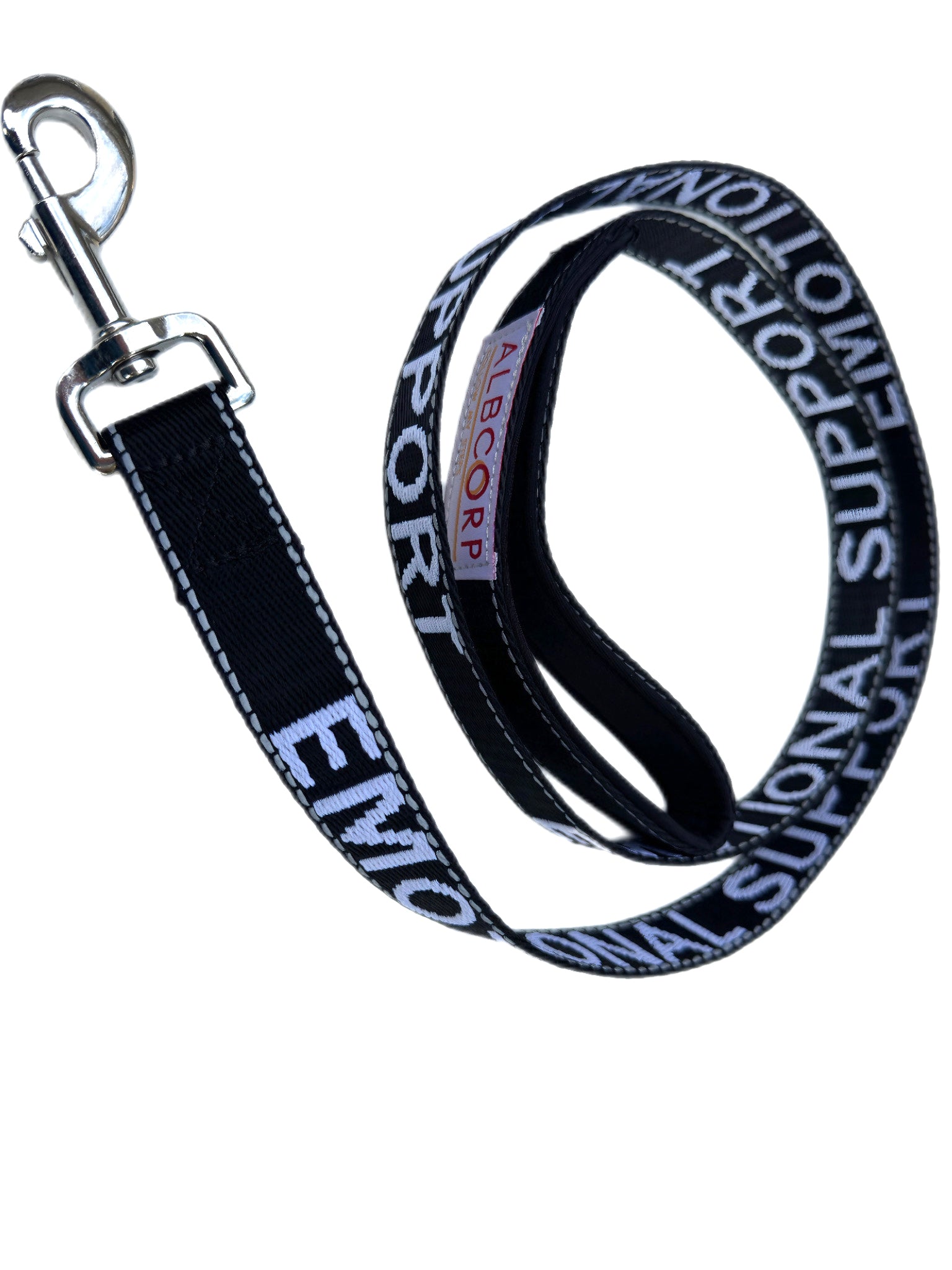 Albcorp Service Dog Leash - Embroidered- Emotional Support Dog Leash with Padded Neoprene Handle and Reflective Threads, 4 Feet, for Harnesses, Vests or Collars-Service Dog Leash-AlbCorpShop