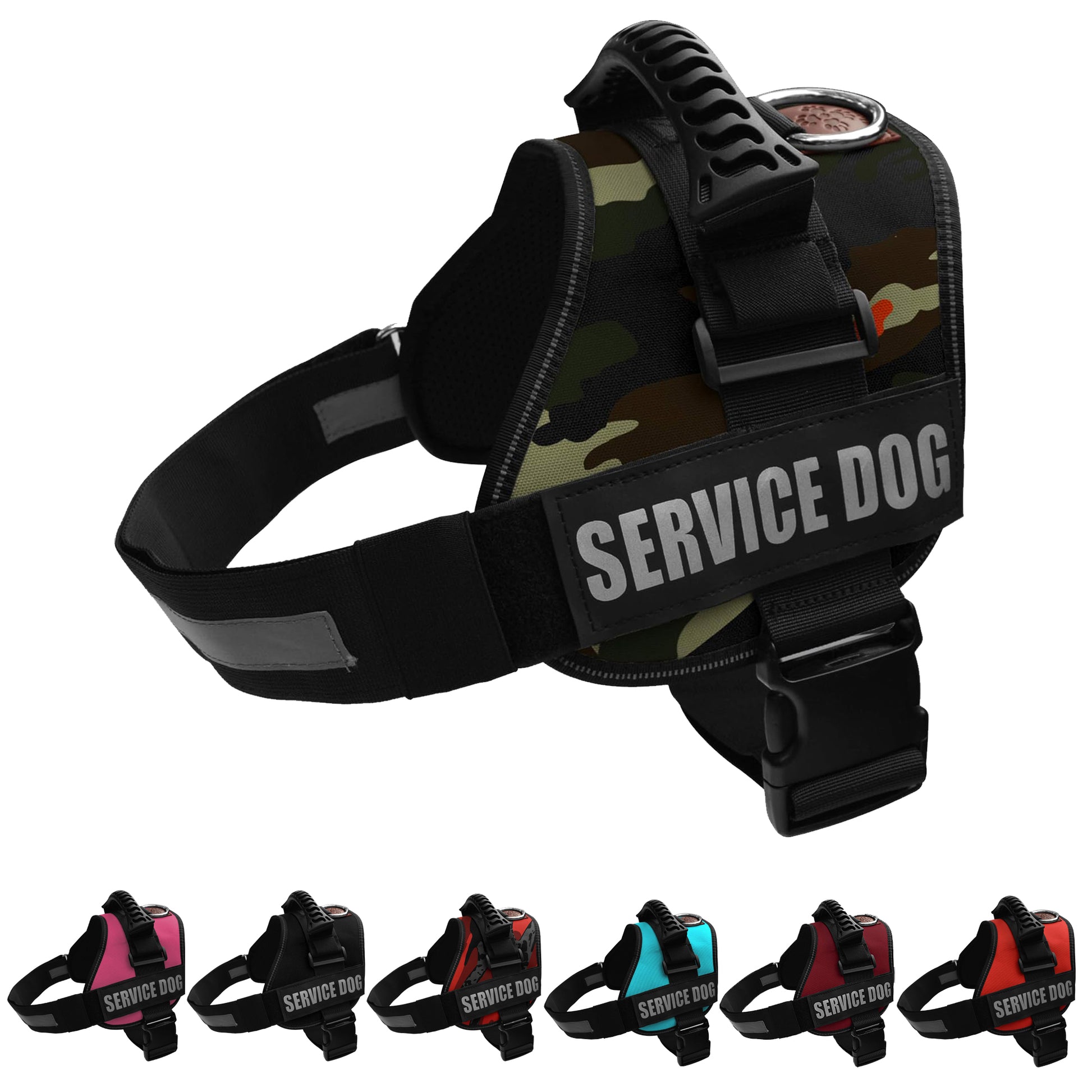 ALBCORP Reflective Service Dog Vest Harness -XXS to XL, Red Camo-Dog Vest Harness-AlbCorpShop