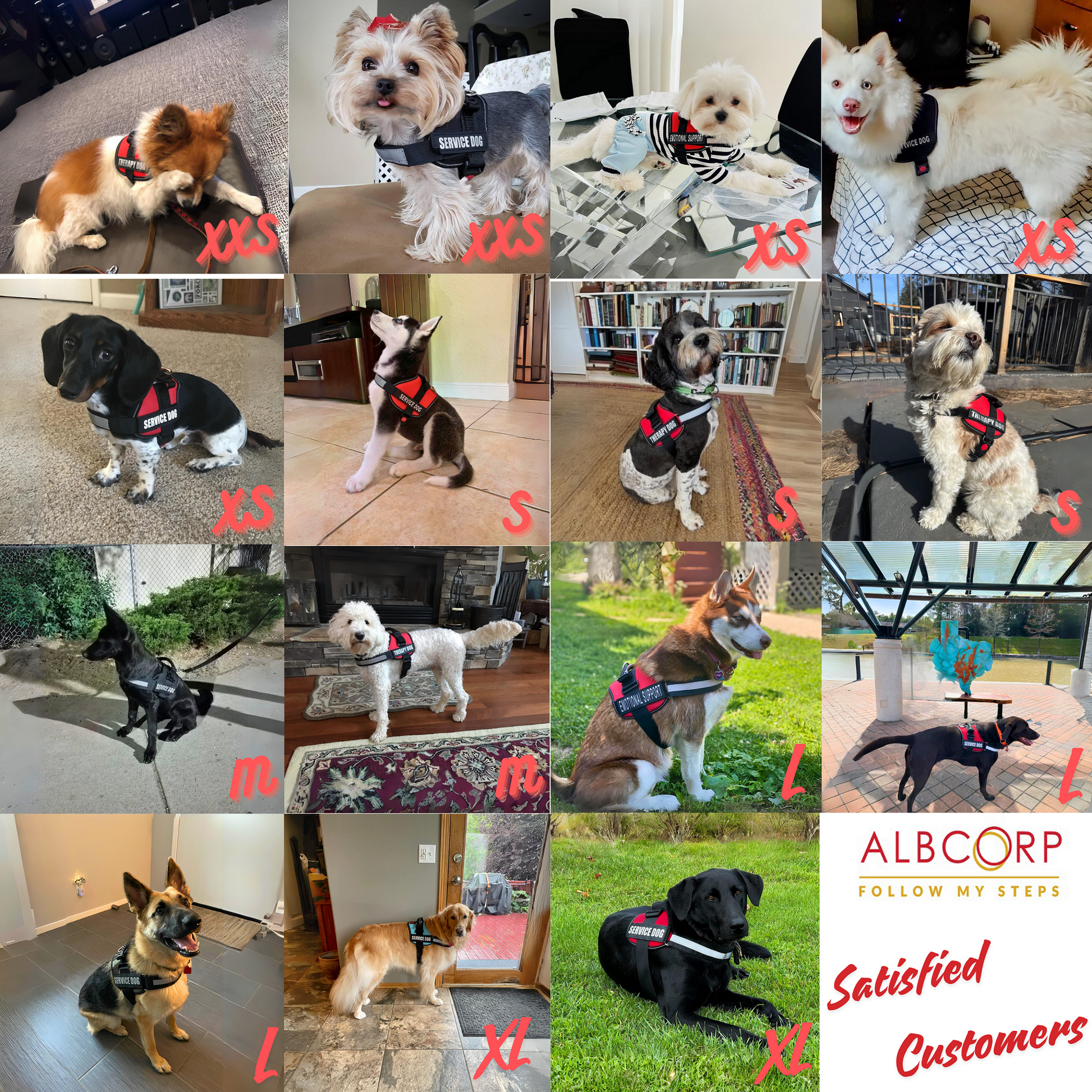 ALBCORP Reflective Service Dog Vest Harness -XXS to XL, Red Camo-Dog Vest Harness-AlbCorpShop