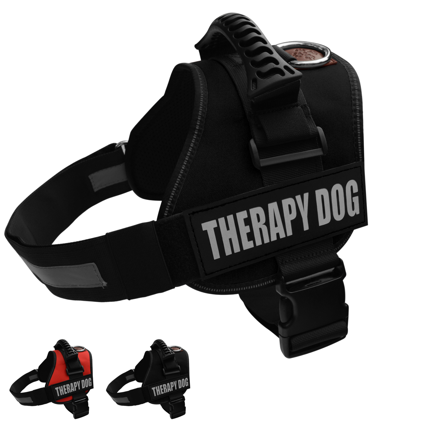 Albcorp Reflective Therapy Dog Vest Harness, Woven Polyester & Nylon, Adjustable Service Animal Jacket, with 2 Hook and Loop Therapy Dog Removable Patches