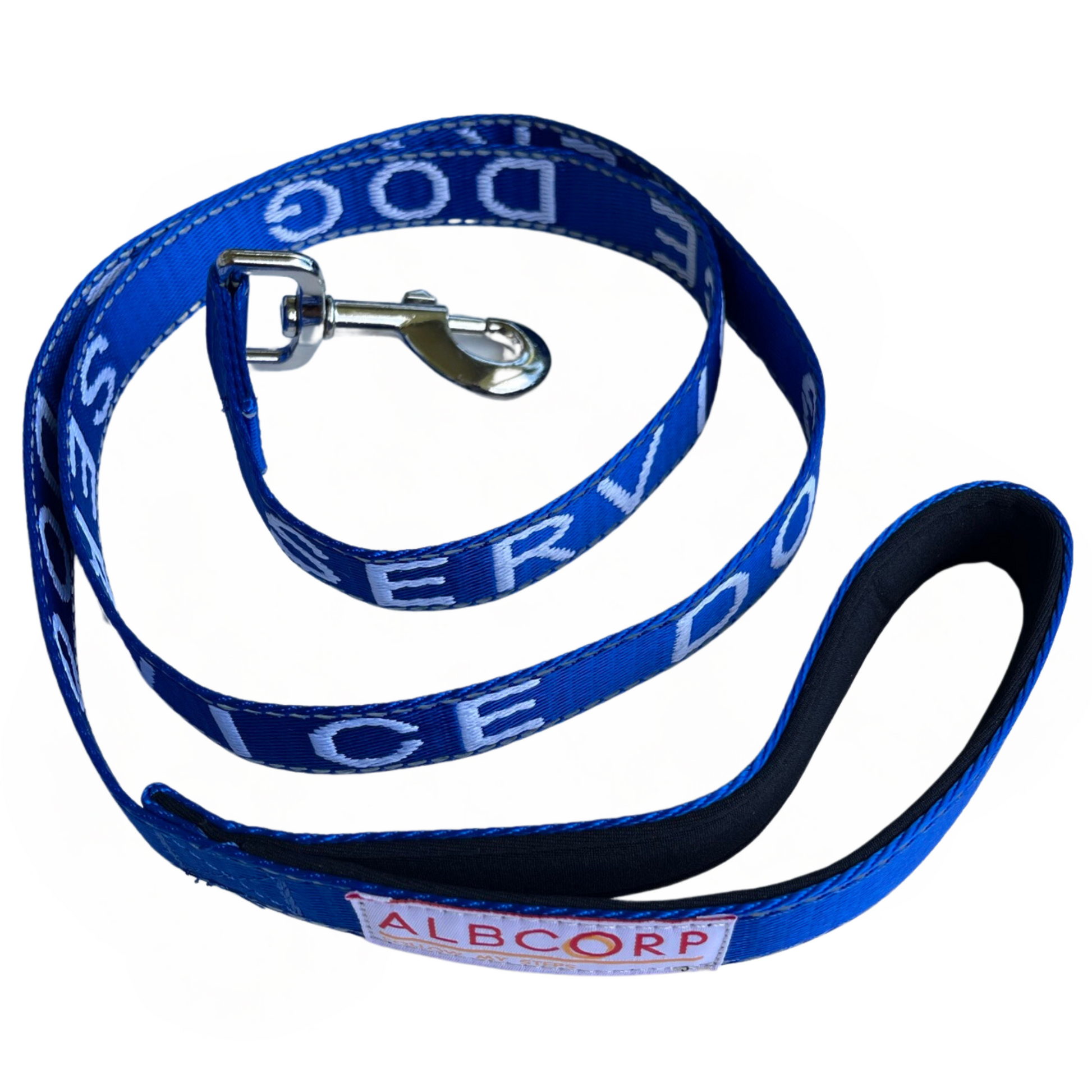 Albcorp Service Dog Leash - Embroidered- Emotional Support Dog Leash with Padded Neoprene Handle and Reflective Threads, 4 Feet, for Harnesses, Vests or Collars-Service Dog Leash-AlbCorpShop